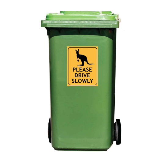 Wallaby Please Drive Slowly Wheelie Bin Sticker - New Signs
