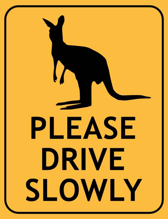 Wallaby Please Drive Slowly Wheelie Bin Sticker - New Signs