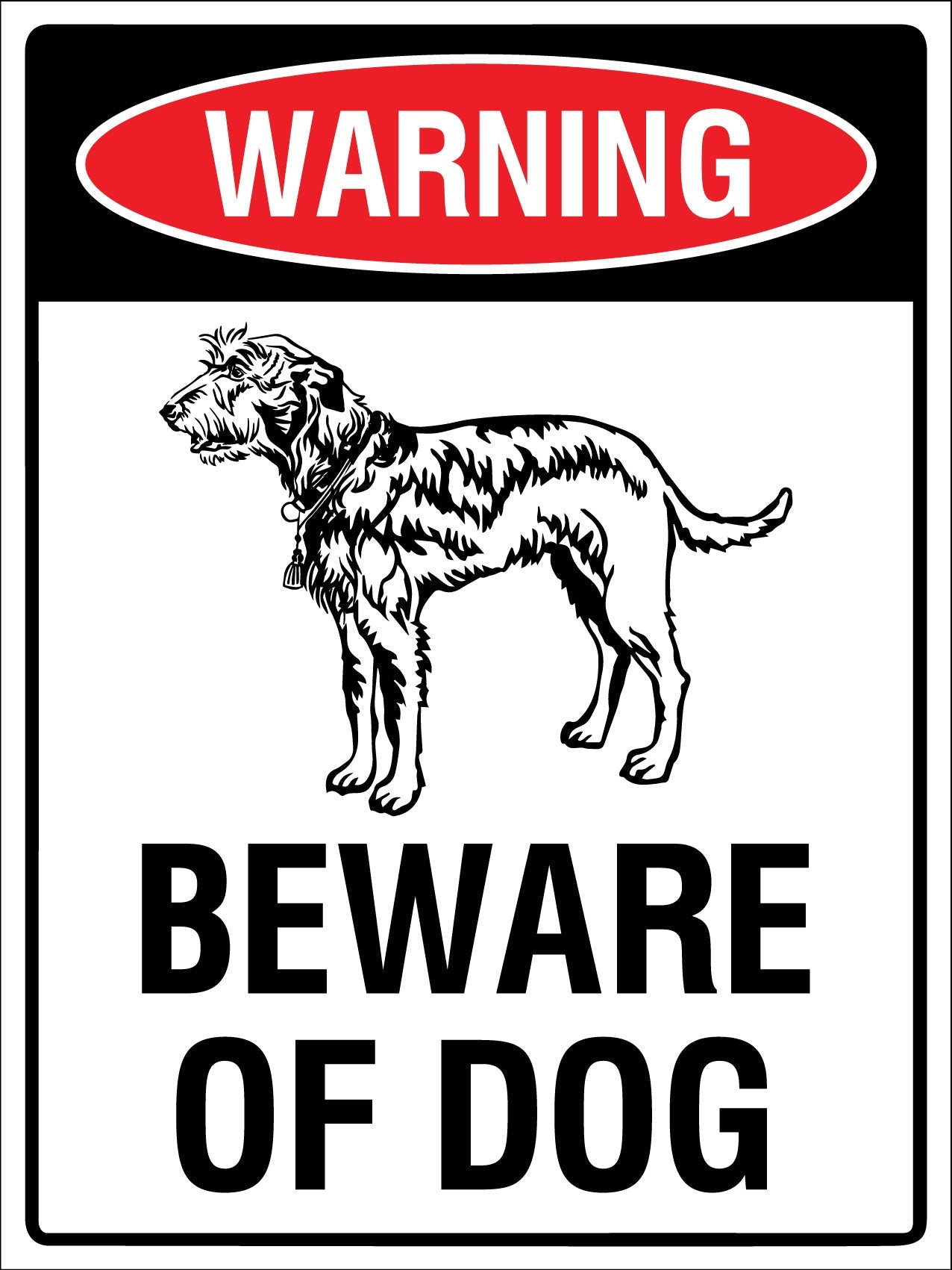 Warning Beware Of Dog Wolfhound Sign - New Signs