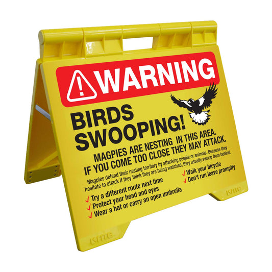 Warning Birds Swooping - Evarite A - Frame Sign - New Signs