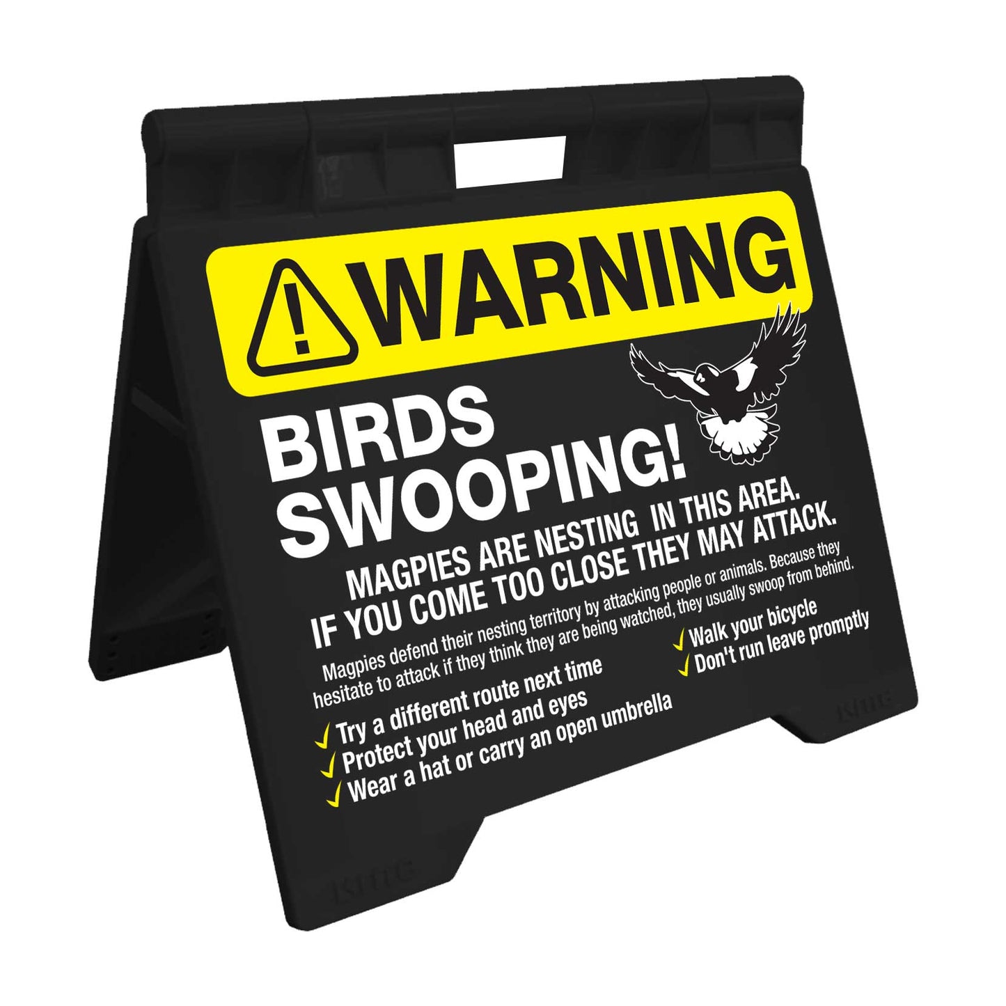 Warning Birds Swooping - Evarite A - Frame Sign - New Signs