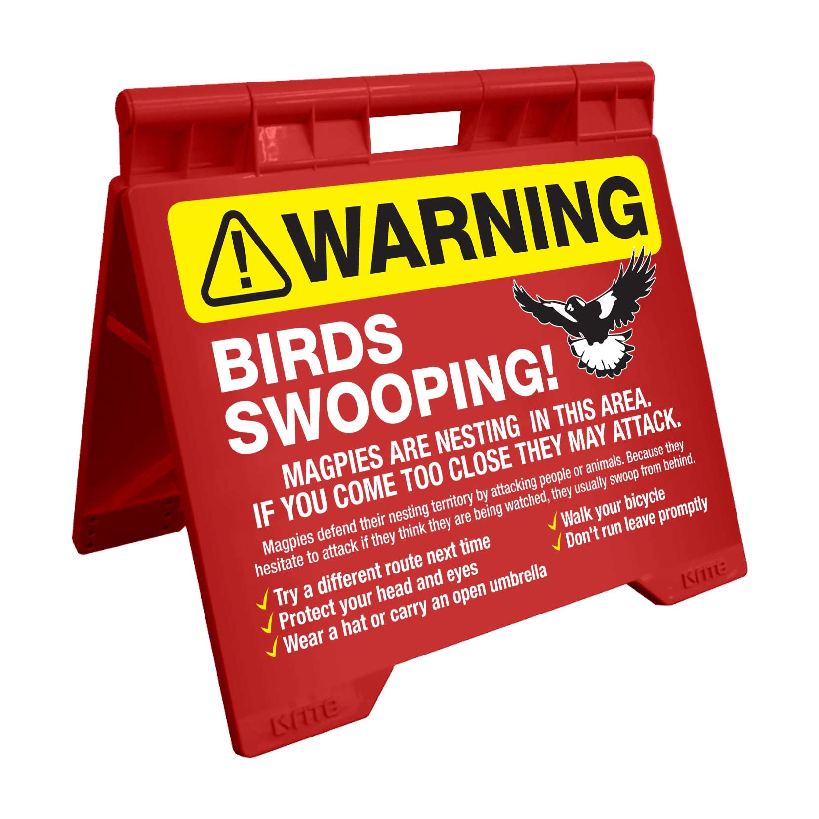 Warning Birds Swooping - Evarite A - Frame Sign - New Signs