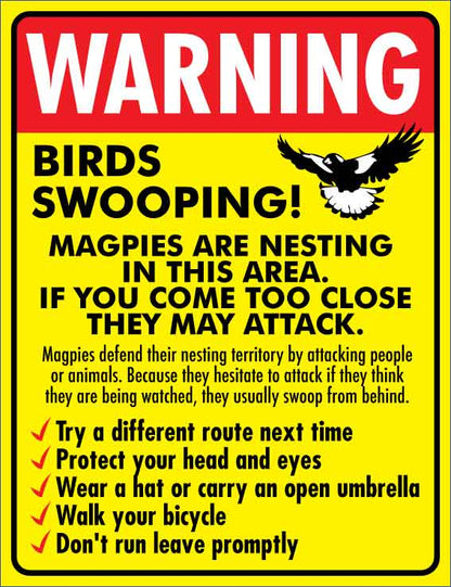 Warning Birds Swooping Wheelie Bin Sticker - New Signs
