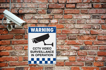 Warning CCTV Video Surveillance In Operation Sign - New Signs