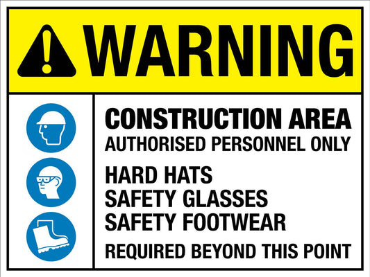 Warning Construction Area Sign - New Signs