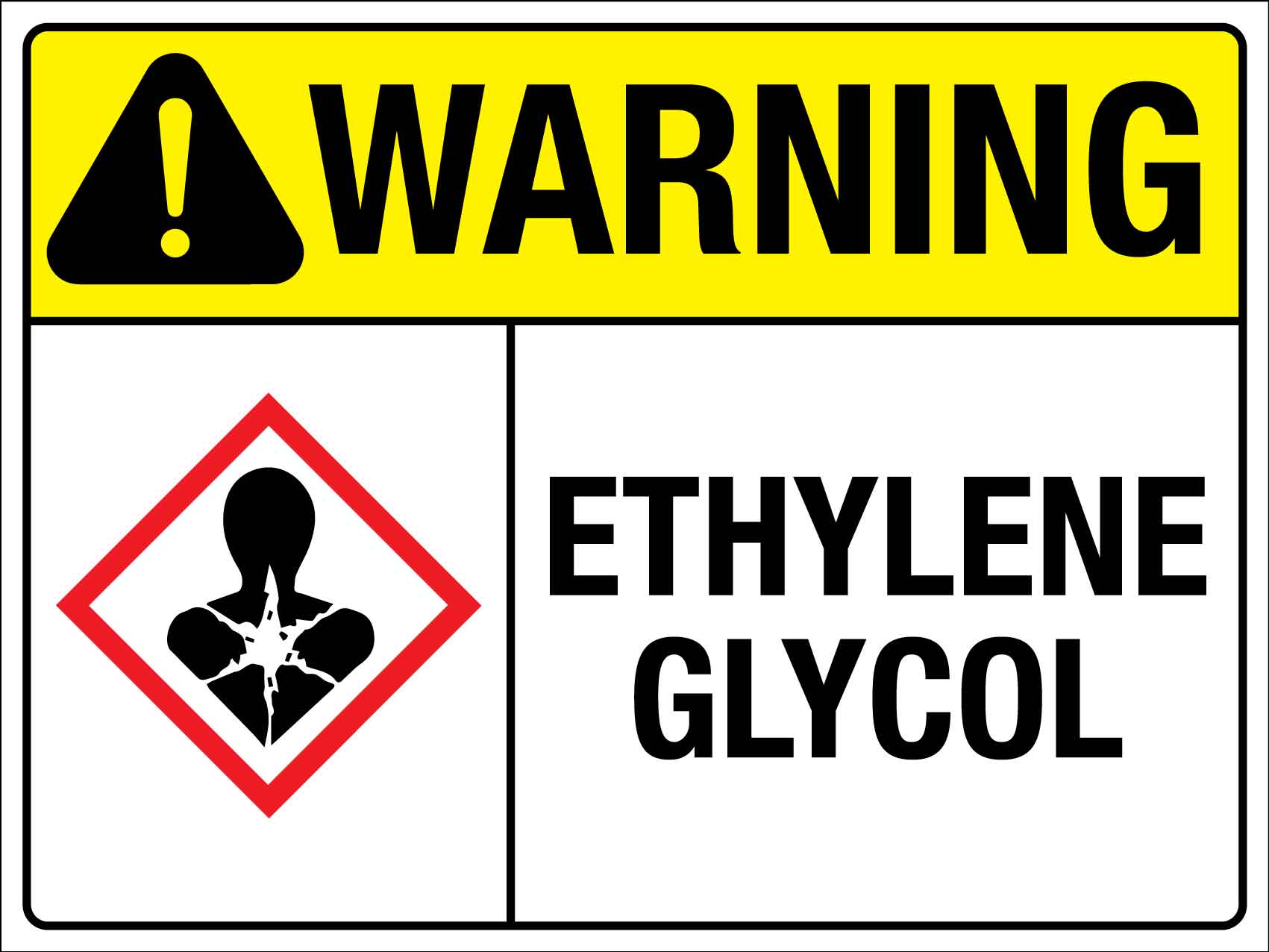 Warning Ethylene Glycol Sign - New Signs