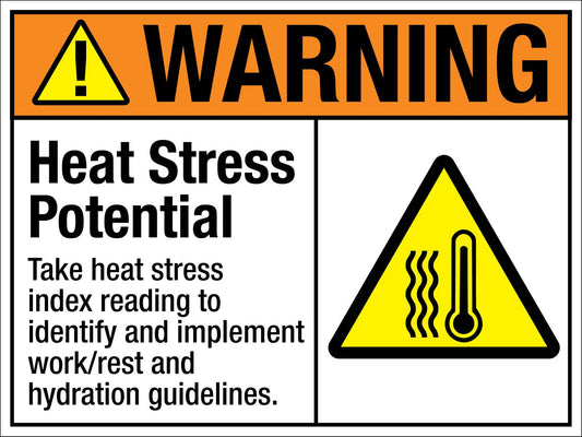 Warning Heat Stress Potential Sign - New Signs