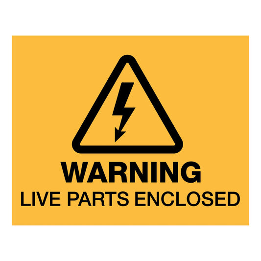 Warning Live Parts Enclosed (Rectangle) Decal - New Signs