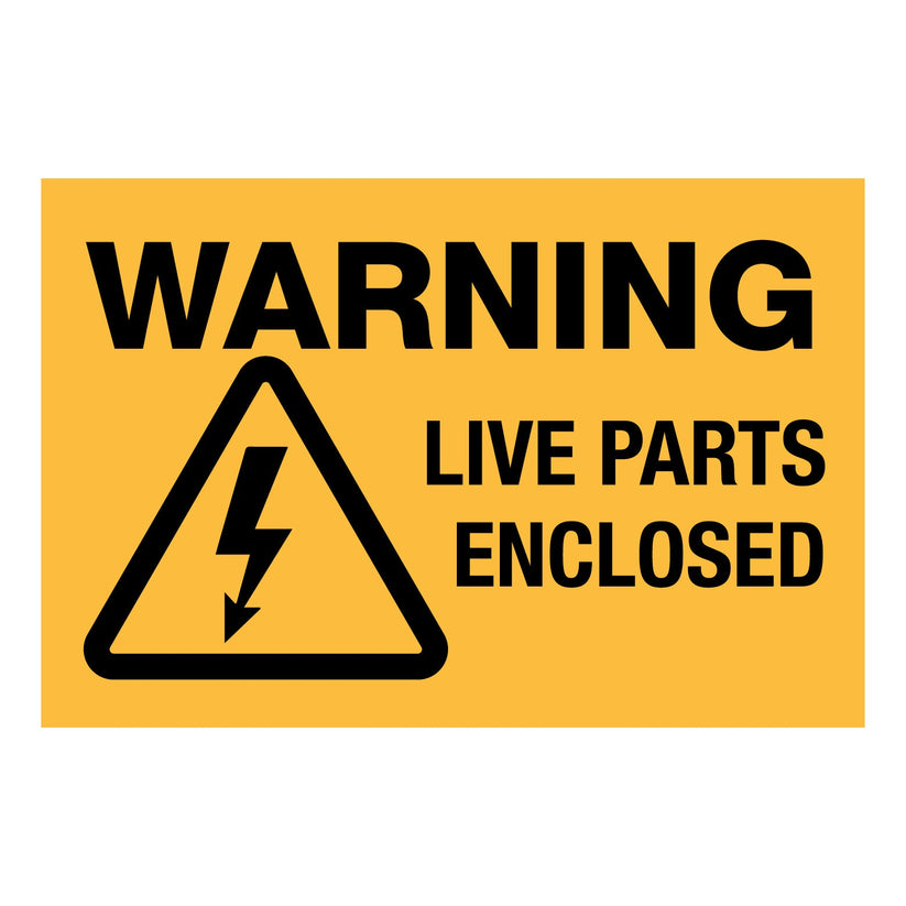 Warning Live Parts Enclosed (Rectangle) Decal – New Signs