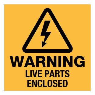 Warning Live Parts Enclosed (Square) Decal - New Signs