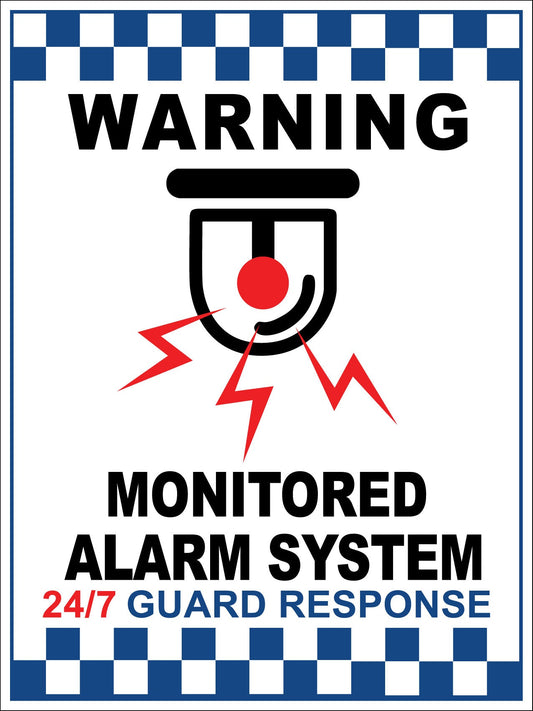 Warning Monitored Alarm System 24/7 Guard Response Sign - New Signs