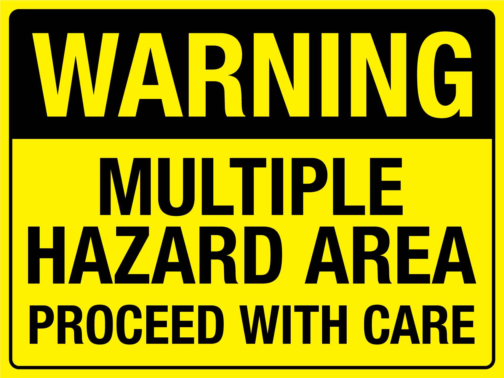 Warning Multiple Hazard Area Sign - New Signs