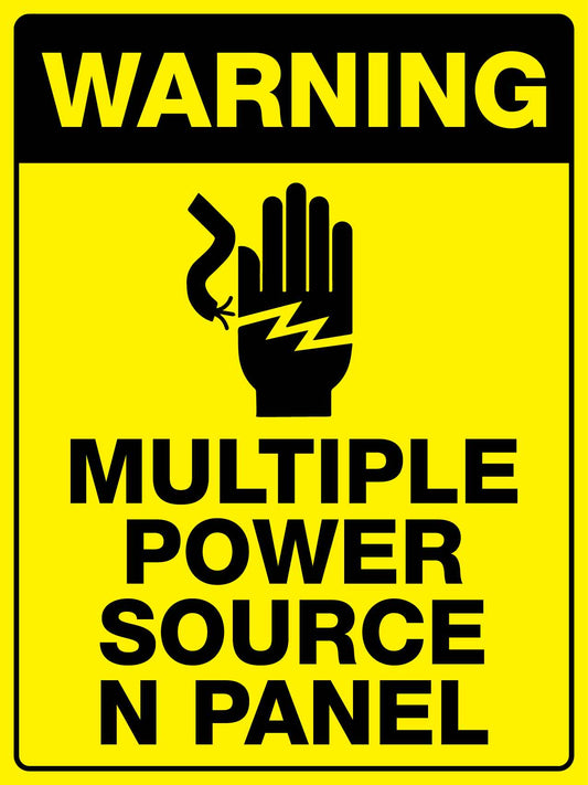 Warning Multiple Power Source In Panel Sign - New Signs