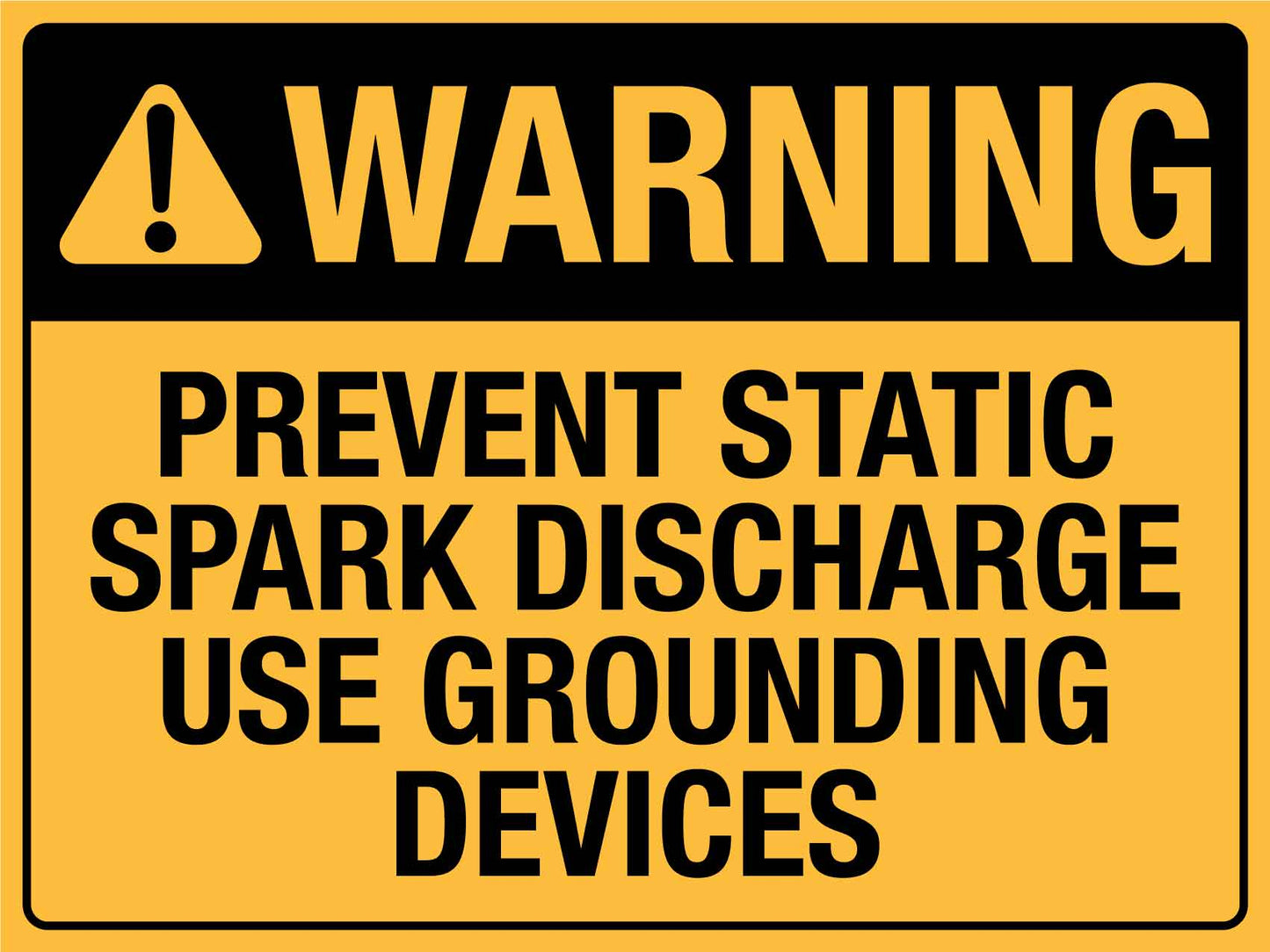 Warning Prevent Static Spark Sign - New Signs