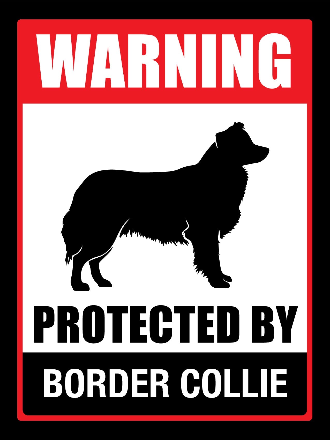 Warning Protected By Border Collie Sign - New Signs
