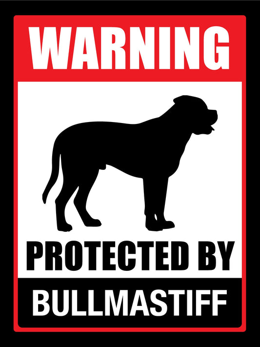 Warning Protected By Bull Mastiff Sign - New Signs