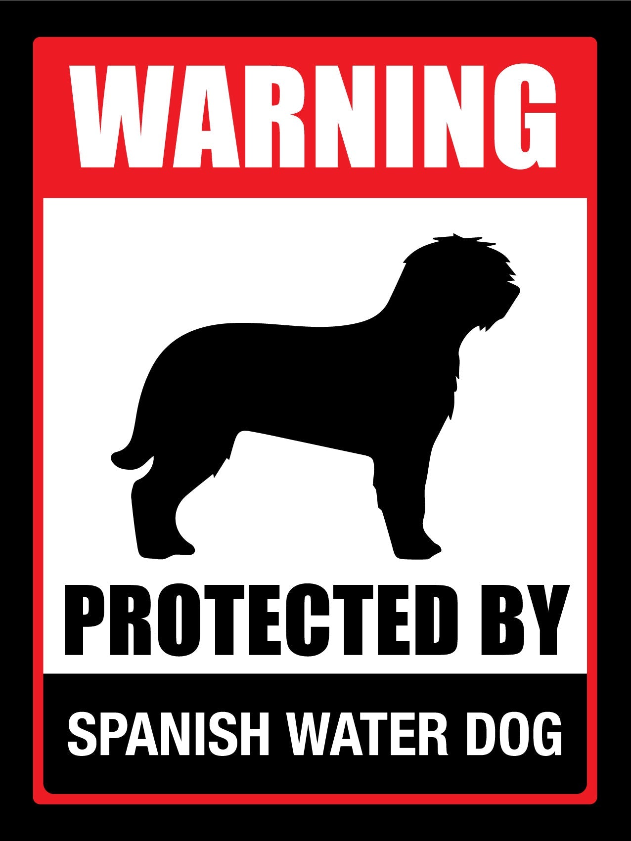 Warning Protected By Spanish Water Dog Sign - New Signs