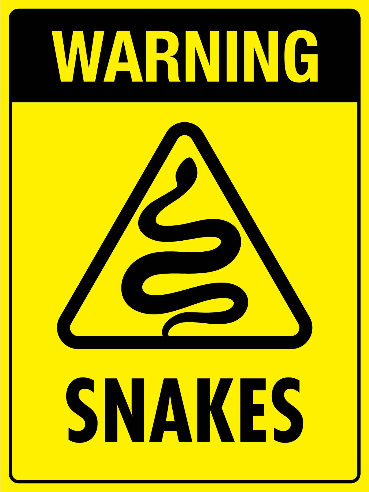 Warning Snakes Icon Bright Yellow Sign - New Signs