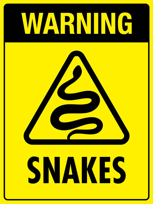 Warning Snakes Icon Bright Yellow Sign - New Signs