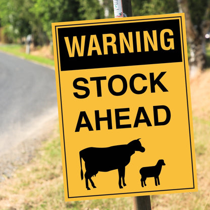 Warning Stock Ahead Sign - New Signs