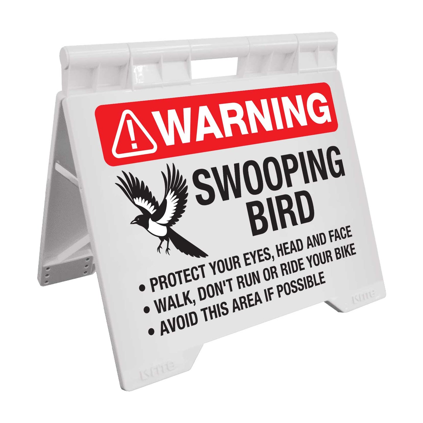 Warning Swooping Bird - Evarite A - Frame Sign - New Signs