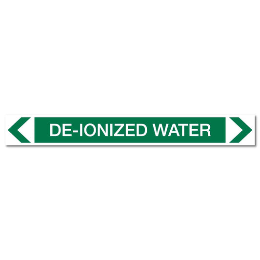 Water - De - Ionized Water - Pipe Marker Sticker - New Signs