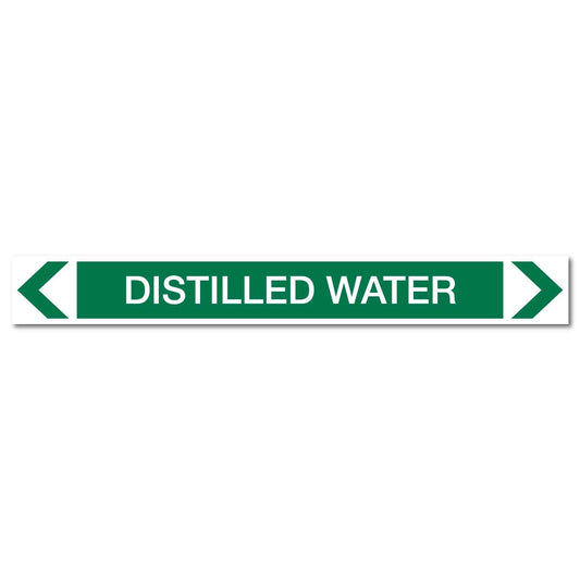 Water - Distilled Water - Pipe Marker Sticker - New Signs