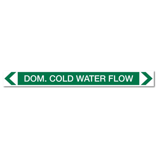 Water - Dom. Cold Water Flow - Pipe Marker Sticker - New Signs