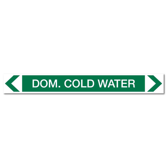 Water - Dom. Cold Water - Pipe Marker Sticker - New Signs