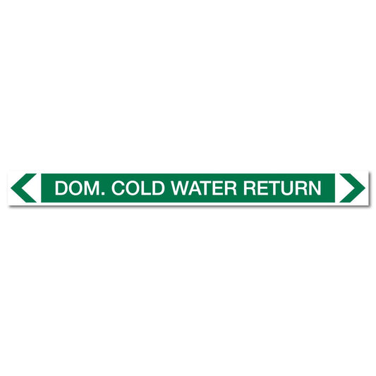 Water - Dom. Cold Water Return - Pipe Marker Sticker - New Signs