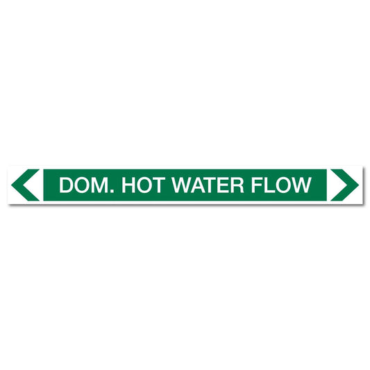 Water - Dom. Hot Water Flow - Pipe Marker Sticker - New Signs