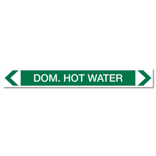 Water - Dom. Hot Water - Pipe Marker Sticker - New Signs