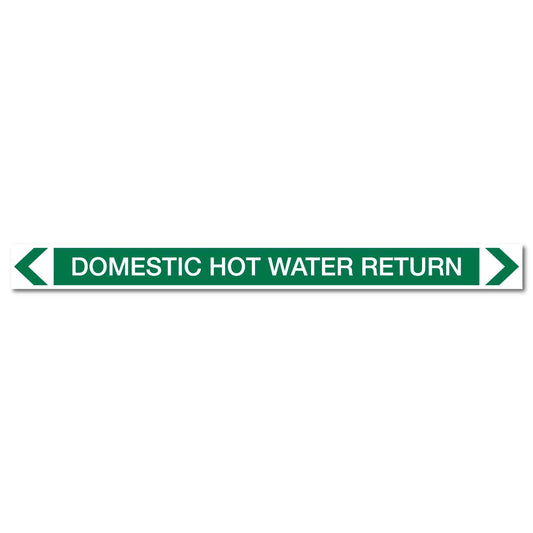 Water - Domestic Hot Water Return - Pipe Marker Sticker - New Signs