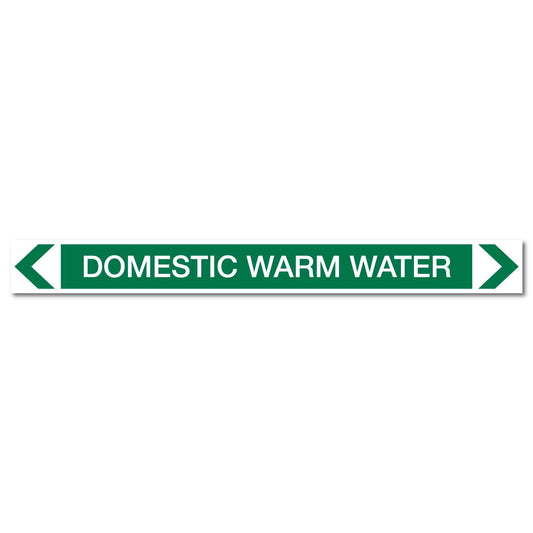 Water - Domestic Warm Water - Pipe Marker Sticker - New Signs