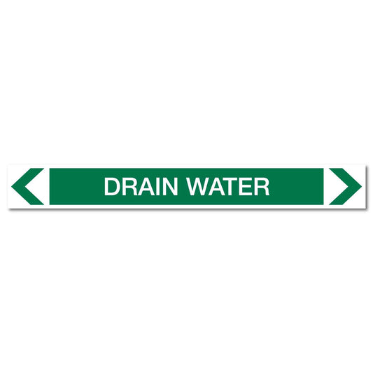 Water - Drain Water - Pipe Marker Sticker - New Signs