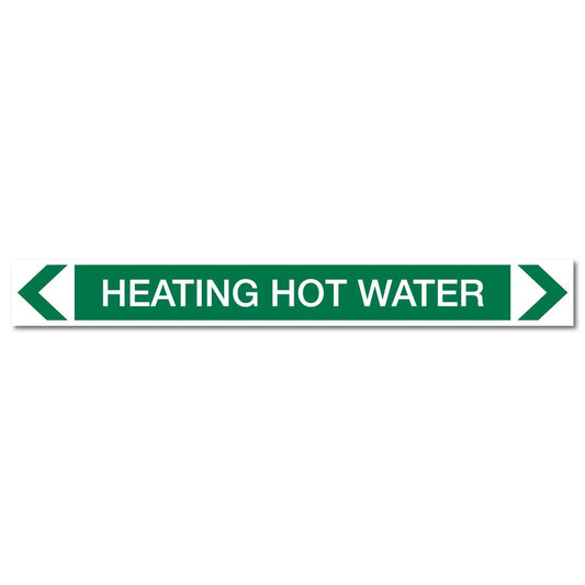 Water - Heating Hot Water - Pipe Marker Sticker - New Signs