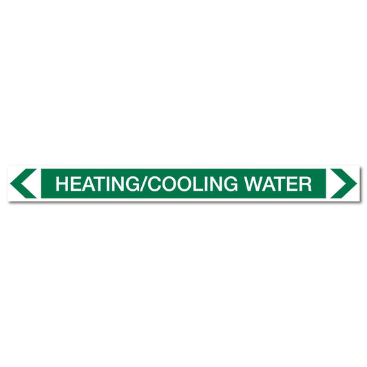 Water - Heating/Cooling Water - Pipe Marker Sticker - New Signs