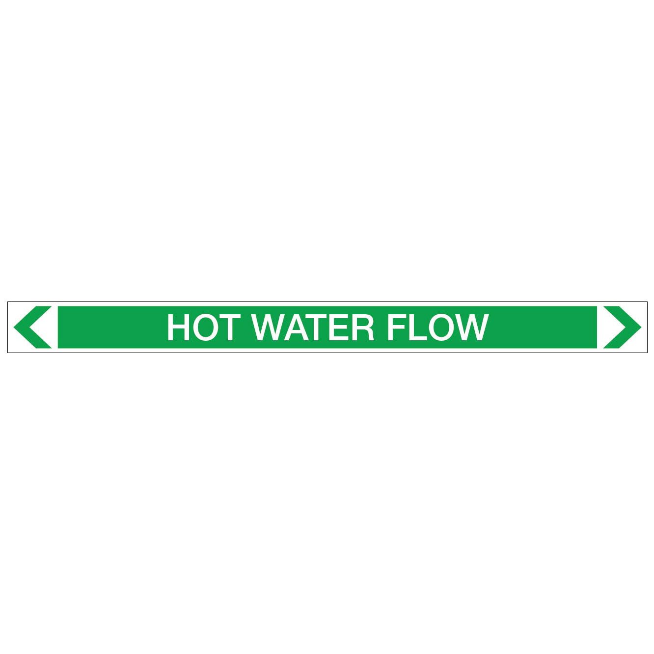 Water - Hot Water Flow - Pipe Marker Sticker - New Signs