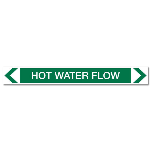 Water - Hot Water Flow - Pipe Marker Sticker - New Signs