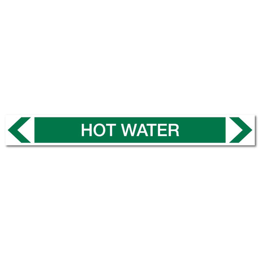Water - Hot Water - Pipe Marker Sticker - New Signs