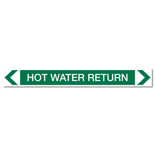 Water - Hot Water Return - Pipe Marker Sticker - New Signs