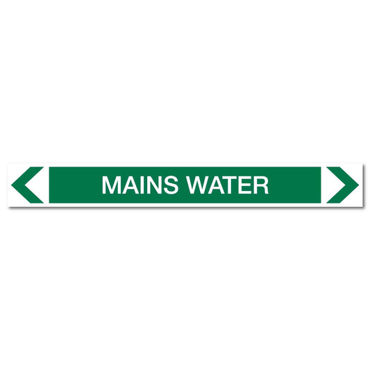 Water - Mains Water - Pipe Marker Sticker - New Signs