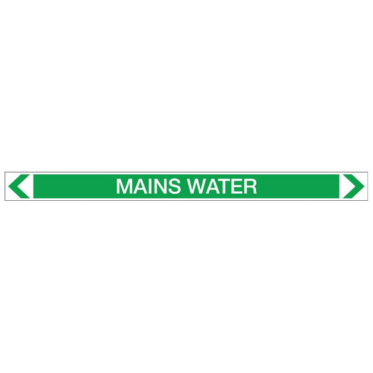 Water - Mains Water - Pipe Marker Sticker - New Signs