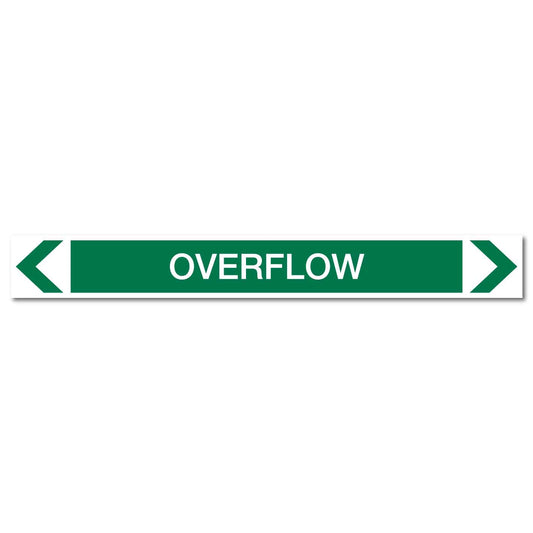 Water - Overflow - Pipe Marker Sticker - New Signs