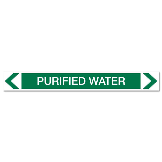 Water - Purified Water - Pipe Marker Sticker - New Signs
