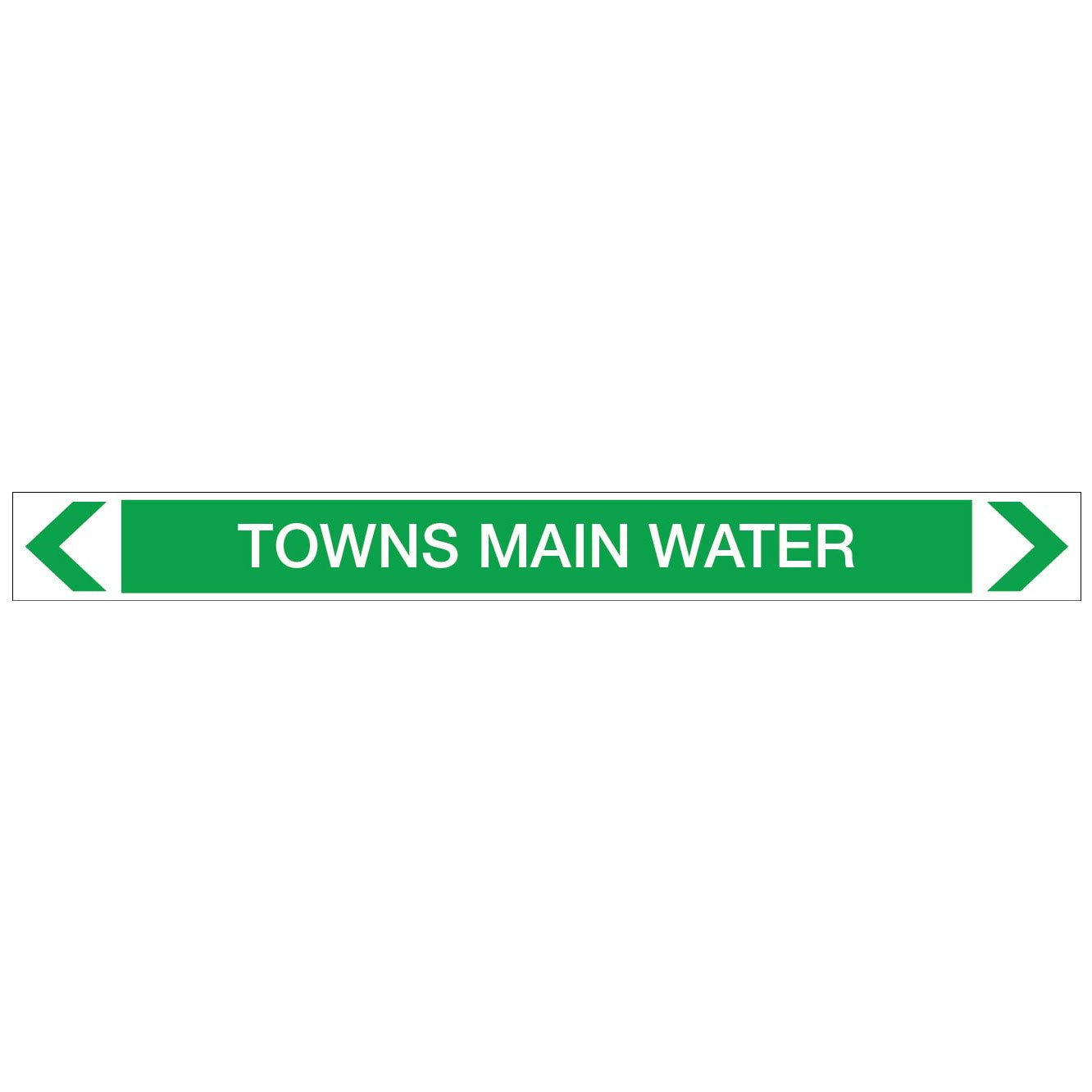 Water - Towns Main Water - Pipe Marker Sticker - New Signs