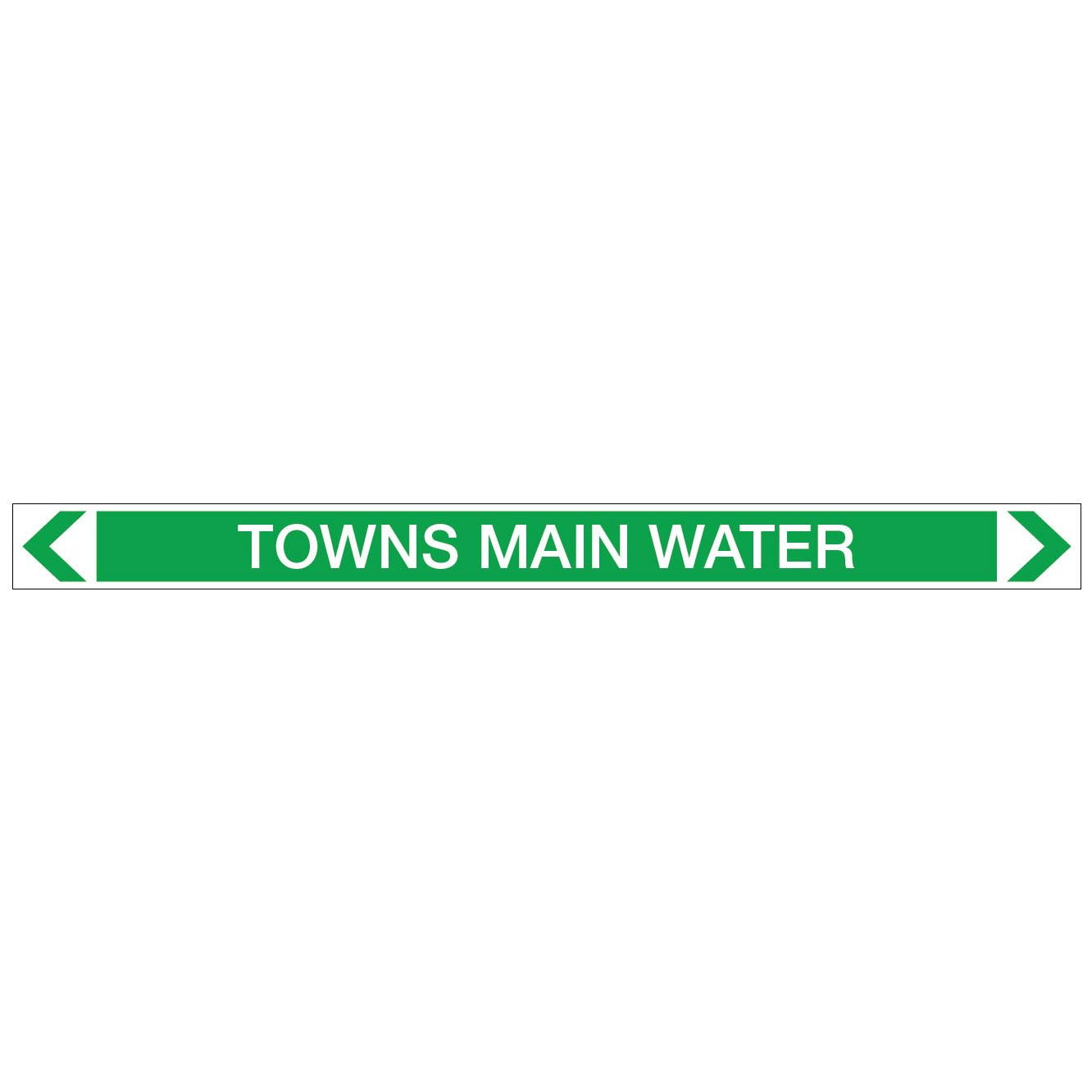 Water - Towns Main Water - Pipe Marker Sticker - New Signs