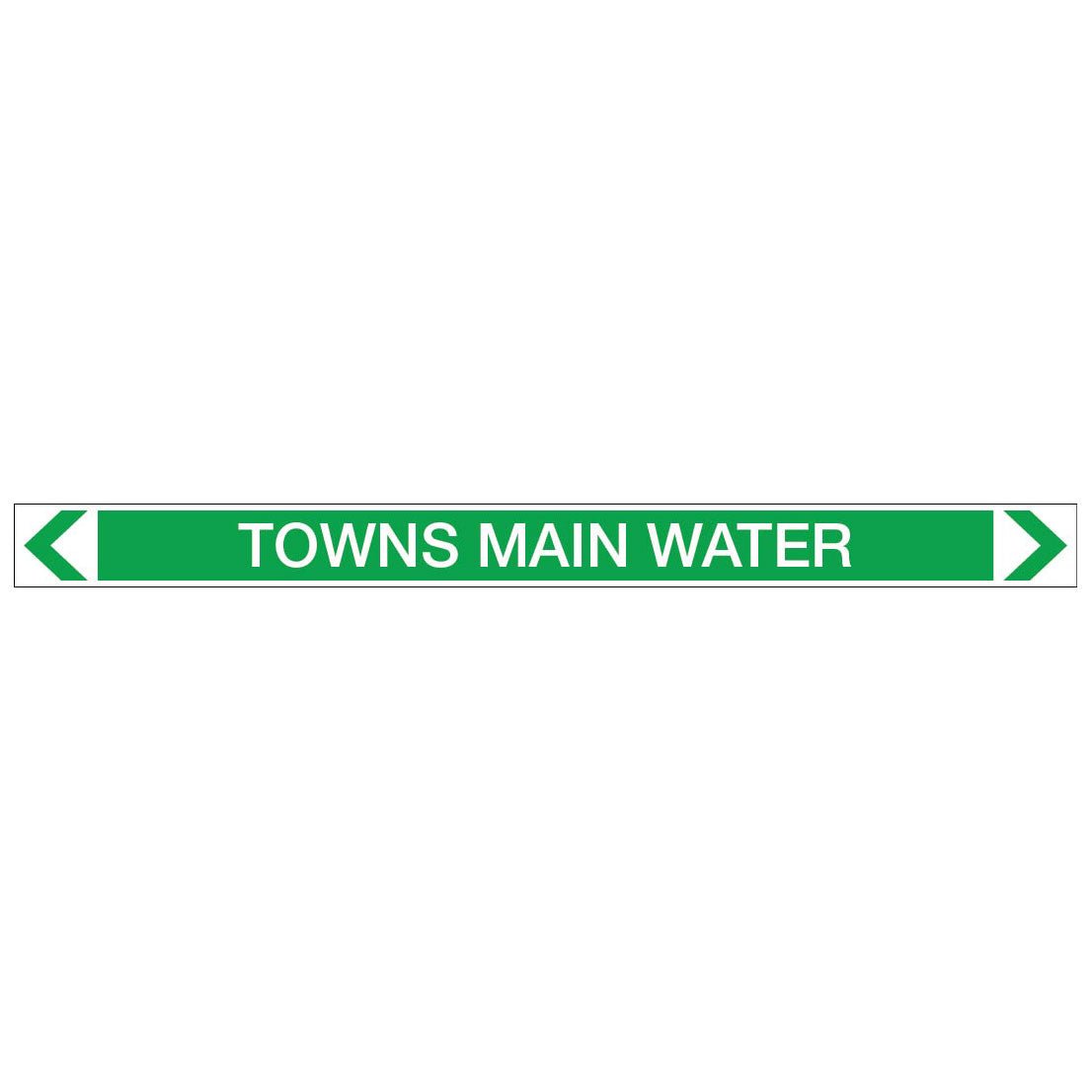 Water - Towns Main Water - Pipe Marker Sticker - New Signs