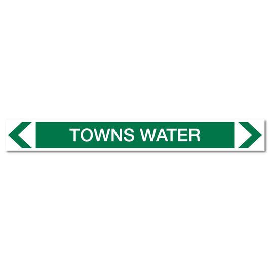 Water - Towns Water - Pipe Marker Sticker - New Signs