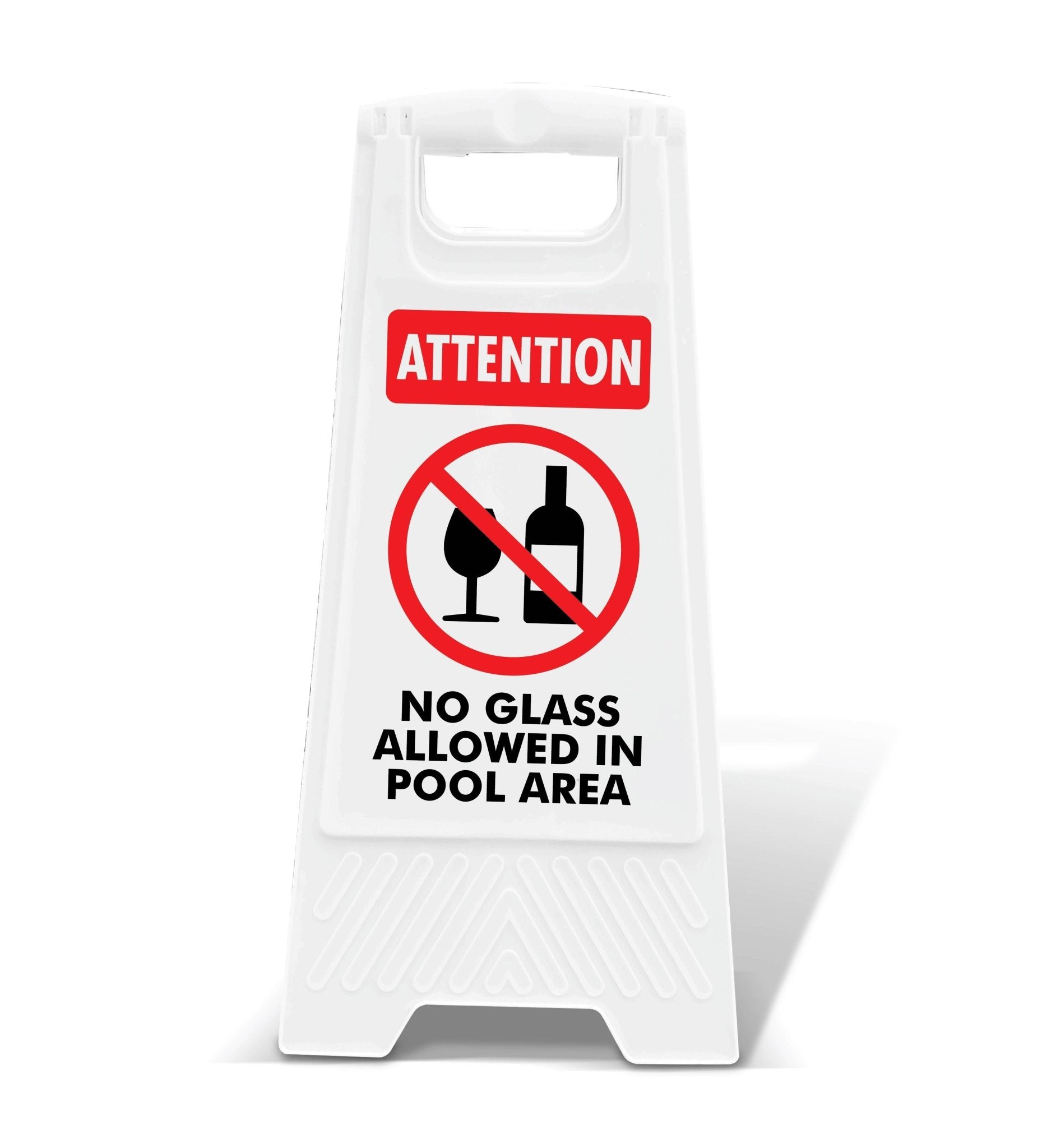 White A - Frame - Attention No Glass Allowed In Pool Area - New Signs